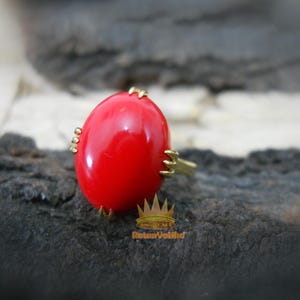 Coral Ring, Ocean-Inspired Gemstone Ring, Red women ring Coral, Handmade Jewelry, Gold plated 925 Silver, Boho Engagement Ring, Wedding Ring