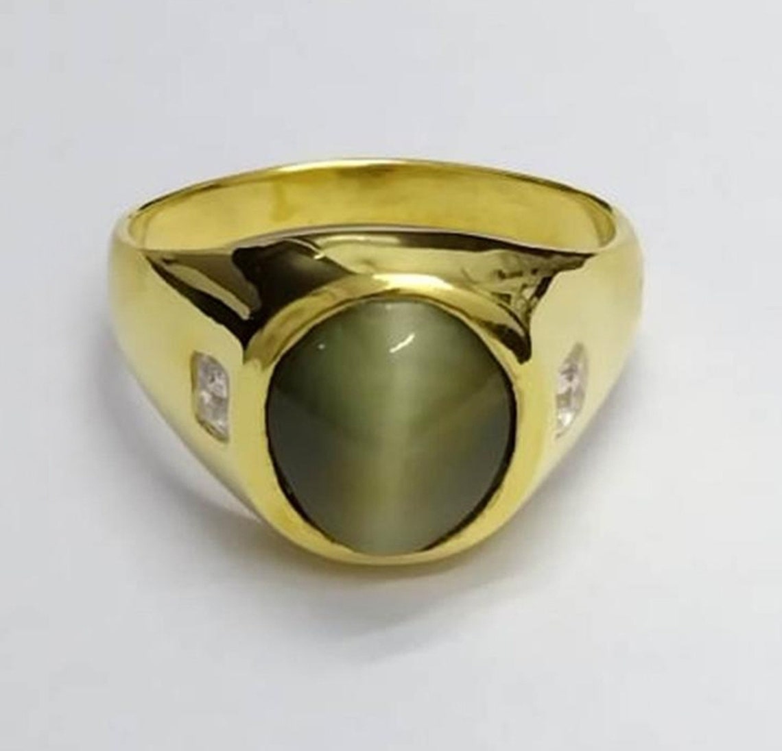 Natural Cats Eye Ring Men Ring Birthstone Ring Gents Etsy