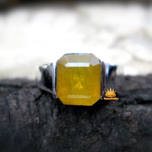 Natürlicher gelber Saphir Ring, September Birthstone Schmuck, Panchdhatu oder 925 Silber, handgemachter Edelstein Ring, Boho Ring, Geschenk für Sie / Ihn