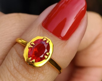 Ruby Ring, 925 Sterling Silver, Red Gemstone Ring Women jewelry | Handmade Solitaire | Promise Gift for Her