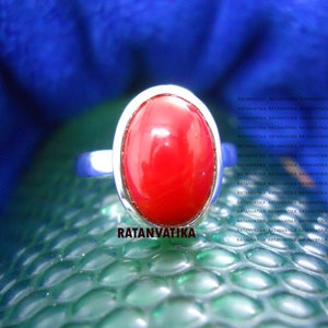 Natural Certified Red Coral/Moonga 6.00 - 11.00 Ct. Gemstone Unisex Ring in Panchadhatu or silver (Cooper),Astrological Birthstone jewelry