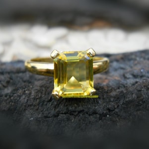 Yellow Citrine Ring, 18k Gold Plated 925 Sterling Silver Ring, Handmade Ring, Solitaire Ring, Gemstone Ring, Wedding Ring, Gift For Her/Him
