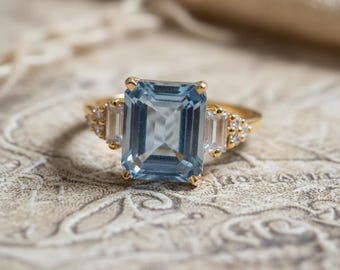 Aquamarine Ring 925 Sterling Silver | March Birthstone Jewelry | Dainty Blue Gemstone Ring | Engagement Promise Ring Gift for Her
