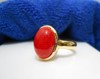 Natural Coral Ring in 925 Sterling Silver • Genuine Red Coral Jewelry • Handmade Gemstone Ring • Boho Silver Ring • Gift for Her