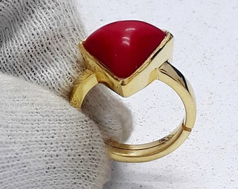 Certified Natural Coral Ring/Astrological stone ring for unisex/6.20 carat Red Coral Rings/Jewelry Gift for Her/Handmade Ring
