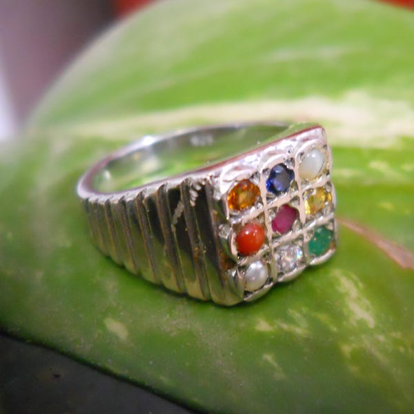 Certified Natural Navaratna Ring-Astrological Purposes For Men or Woman-Multi-Stone Precious Nine Planet Jewelry Real All Stone