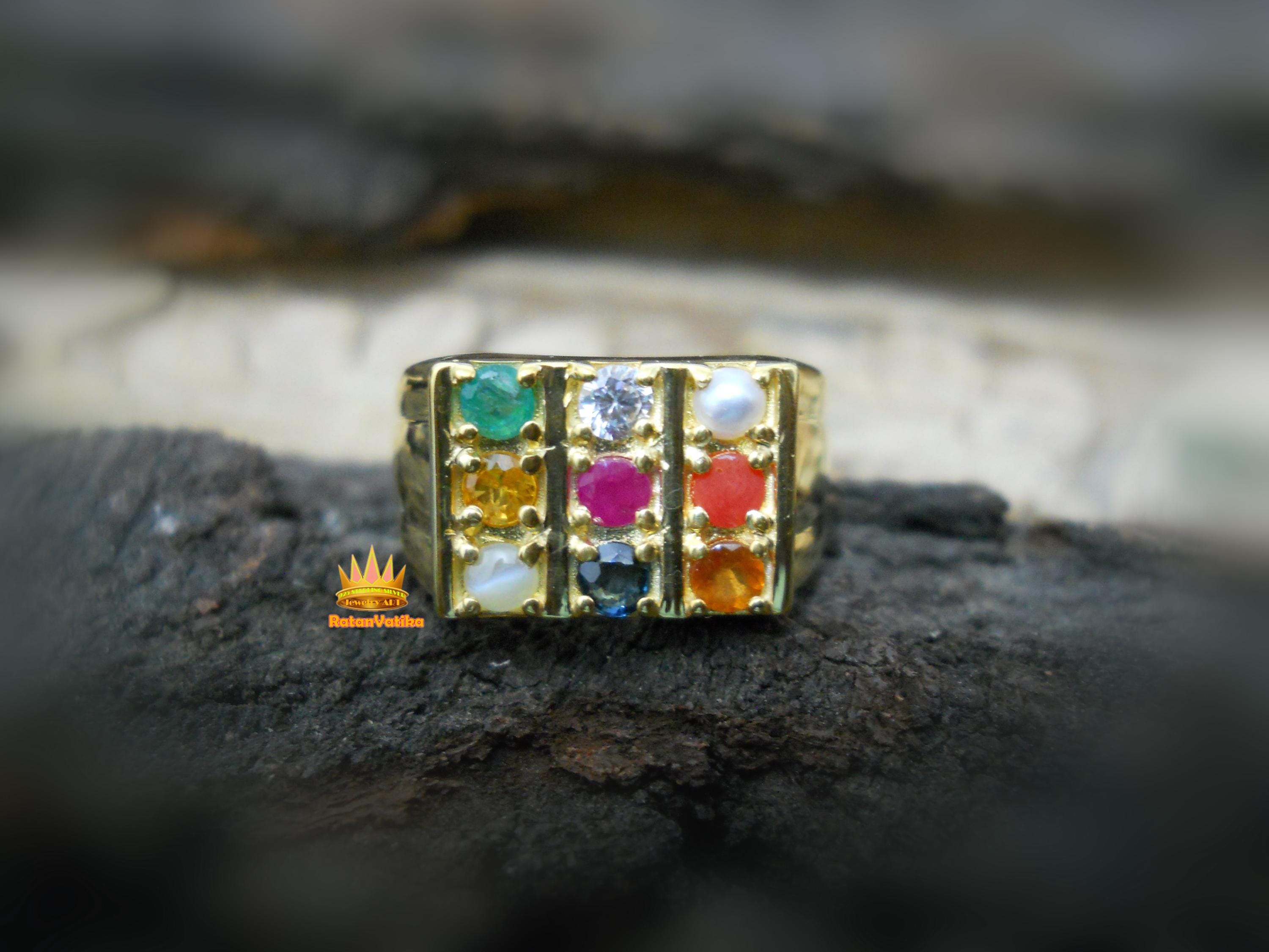 18K刻印あり】スリランカ製 ナワラタナリング（9石宝石リング） リング