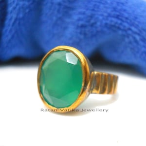 Emerald Ring, Panchdhatu Ring, 18k Gold Plated, 925 Sterling Silver Ring, Green Gemstone Ring, Statement Ring, Astrological Ring For Unisex