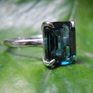 Teal Sapphire Ring, 925 Sterling Silver Ring, 18k Gold Plated Handmade Ring, Solitaire Ring, Blue Gemstone Ring, Wedding Ring, Gift For Her