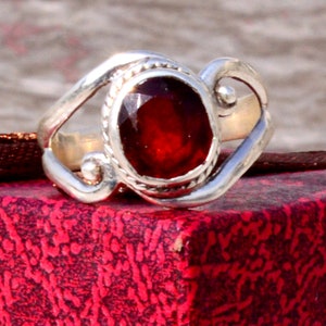 Naturel Hessonite Ring/Sterling Silver Rings /Garnet Ring Oval Shap  Ring/Handmade jewelry/Stylish Ring/Gift For Her/christmas gift rings