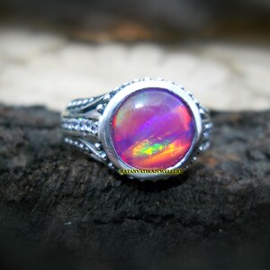 Opal Ring, 925 Sterling Silver Ring, Fire Opal, Women Ring, Handmade Gemstone Ring, Anniversary Gift, Birthday Gift For Her, Rainbow Stone