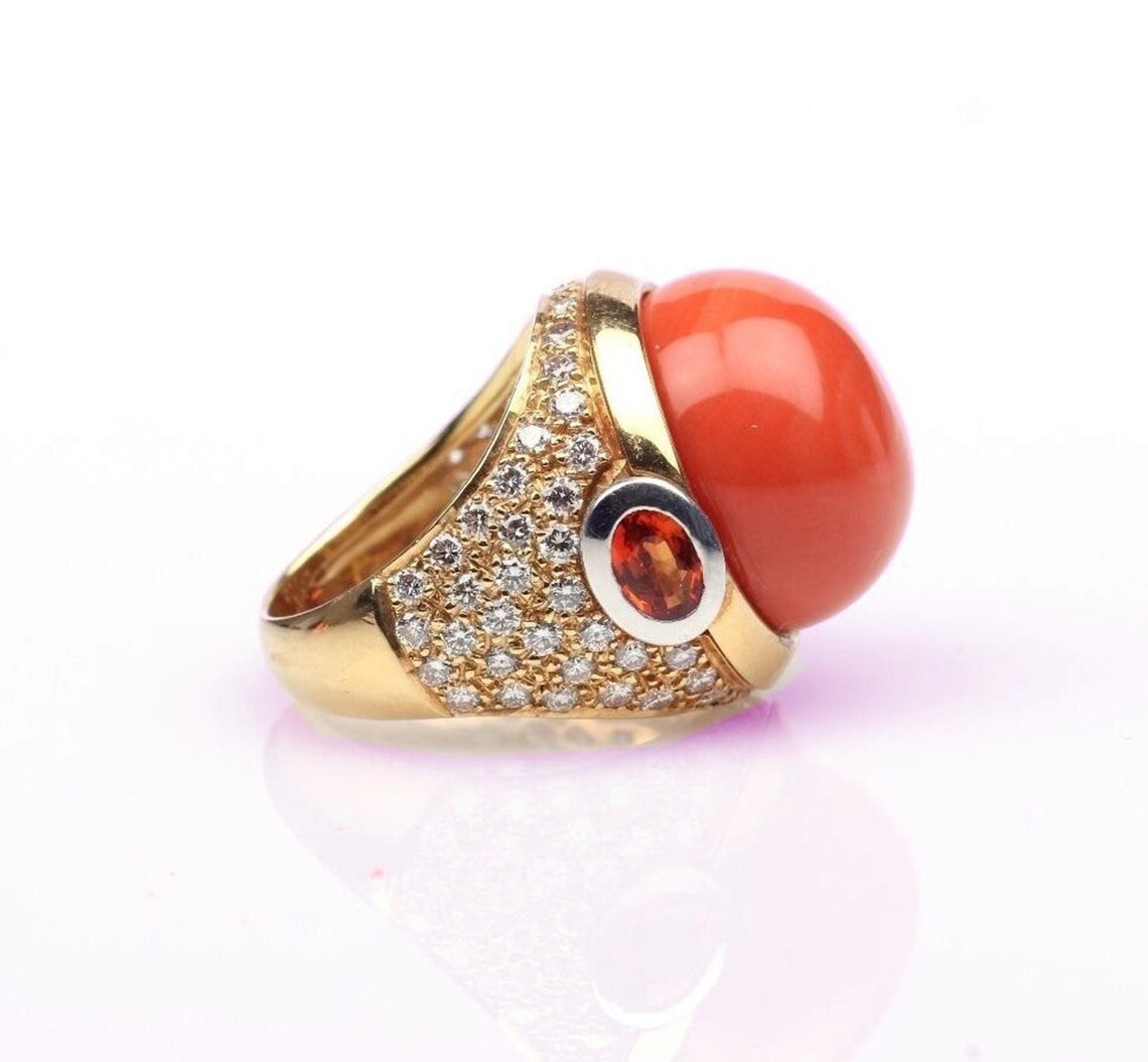 Coral ring/coral rings for women/coral ring in silver/coral Etsy