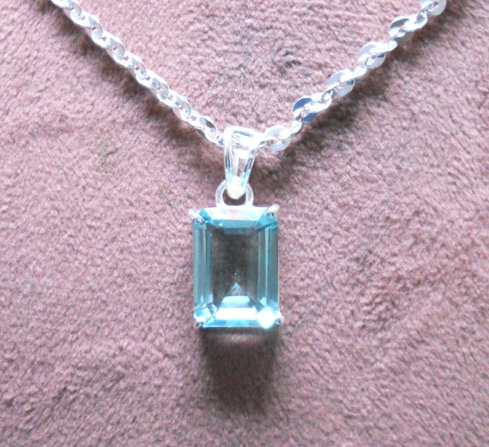 aquamarine pendant, Men Pendant, 925 Sterling Silver Pendant, Fine Jewelry Pendant For Valentine's Day, Women Pendant, Gift For Her/Him