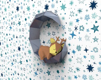 3d Origami Hirsch Etsy