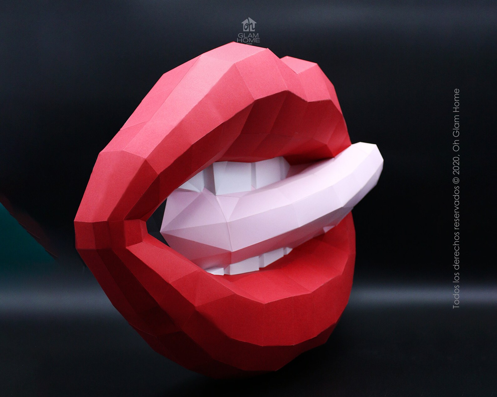 DIY Kit Mouth With Tongue Papercraft 3D Cardboard Wall Trophy Etsy