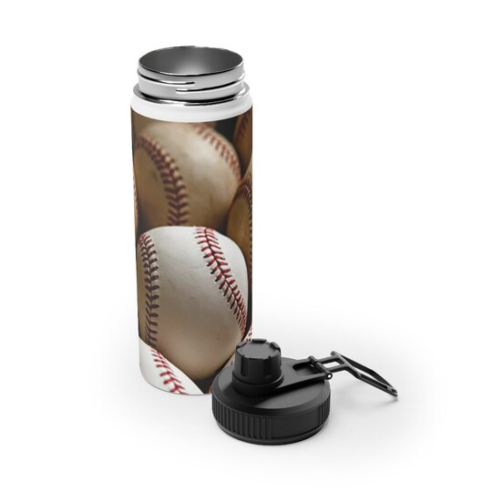 Disover Baseball Stainless Steel Water Bottle, Sports Lid