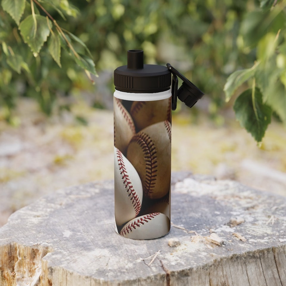 Discover Baseball Stainless Steel Water Bottle, Sports Lid