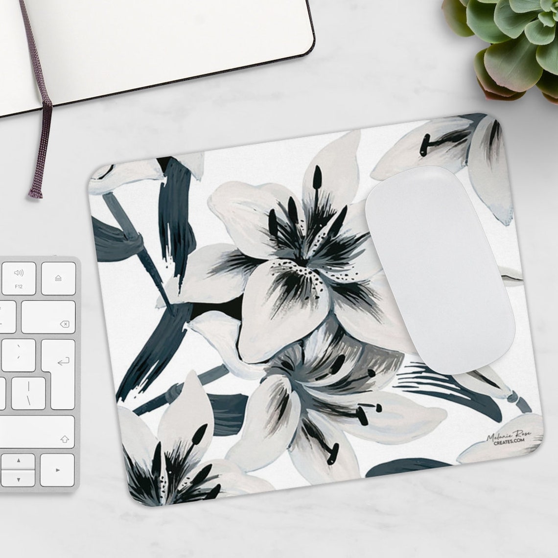 Floral Mousepad black and white flowers black and white Etsy