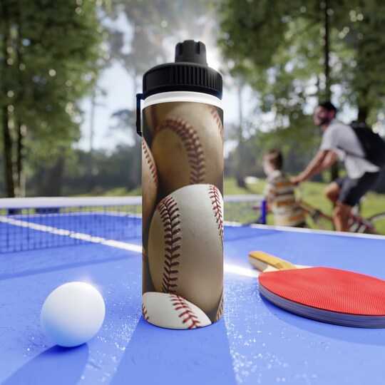 Disover Baseball Stainless Steel Water Bottle, Sports Lid