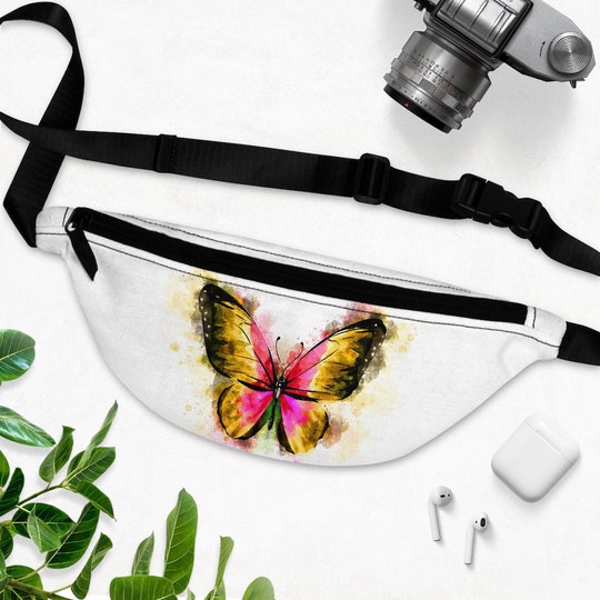 Disover Yellow and pink Butterfly Fanny Pack