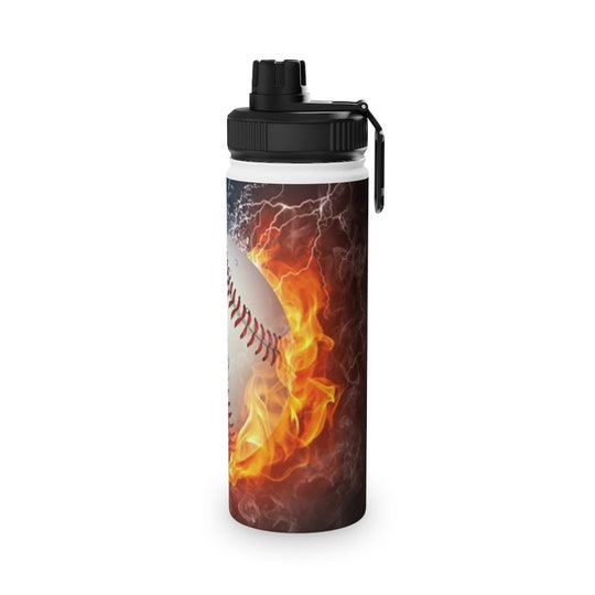 Disover Baseball Stainless Steel Water Bottle, Sports Lid