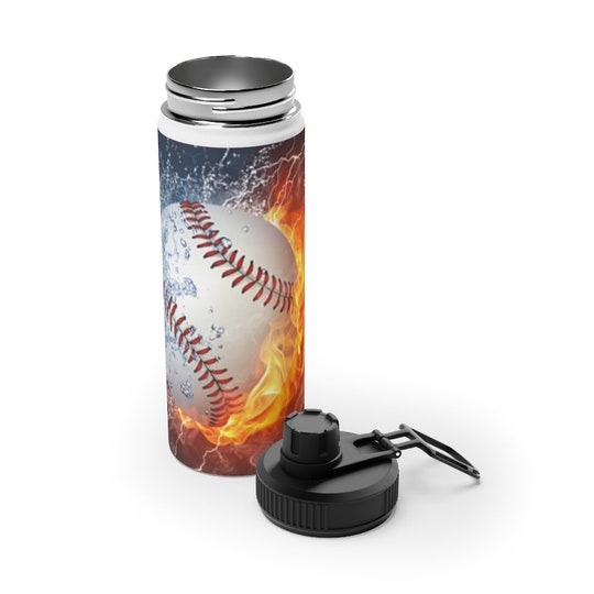 Disover Baseball Stainless Steel Water Bottle, Sports Lid