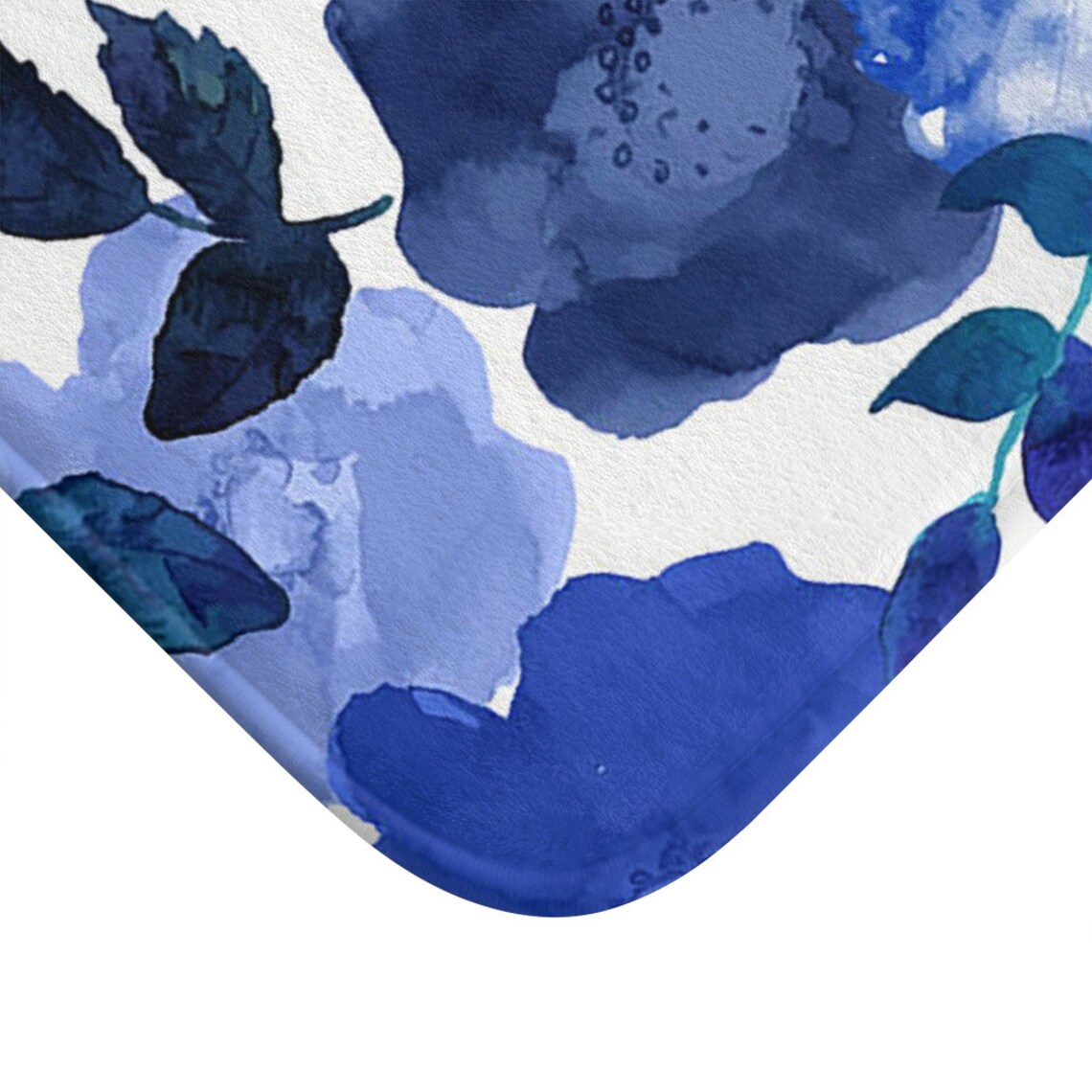 Flower Bath Mat blue bath mat bath rug floral bath mat Etsy