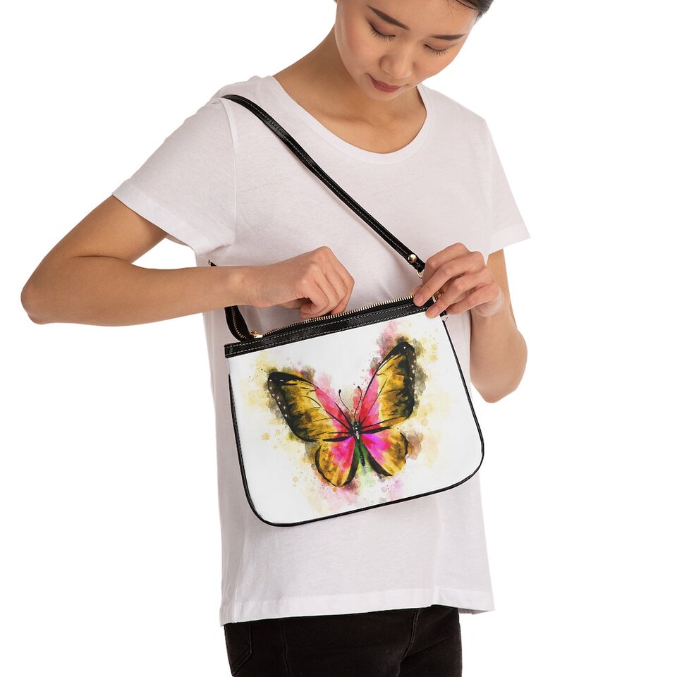 Discover Yellow and Pink Small Shoulder Bag, custom bag, purse, custom purse, handbag