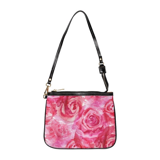 Disover Pink Rose Flower Small Shoulder Bag, custom bag, purse, custom purse, handbag