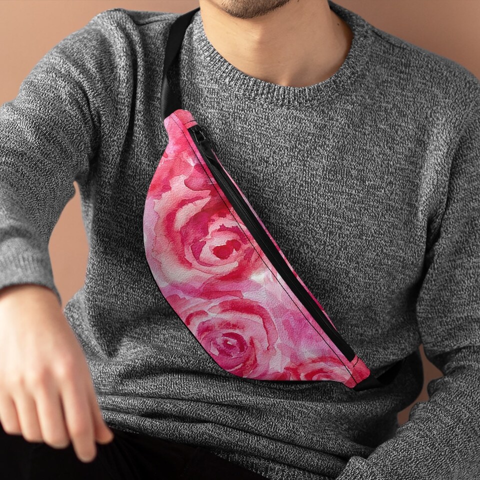 Discover Pink Rose Flower Fanny Pack