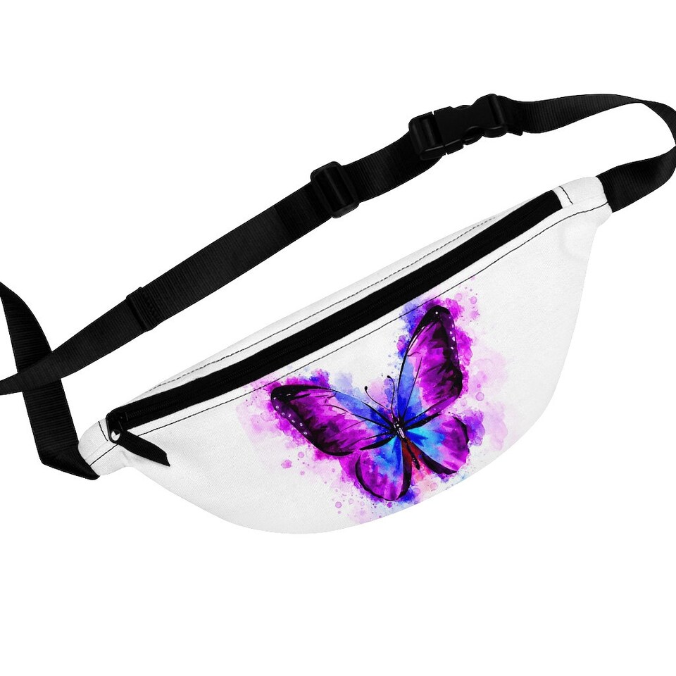 Discover Blue and Purple Butterfly Fanny Pack