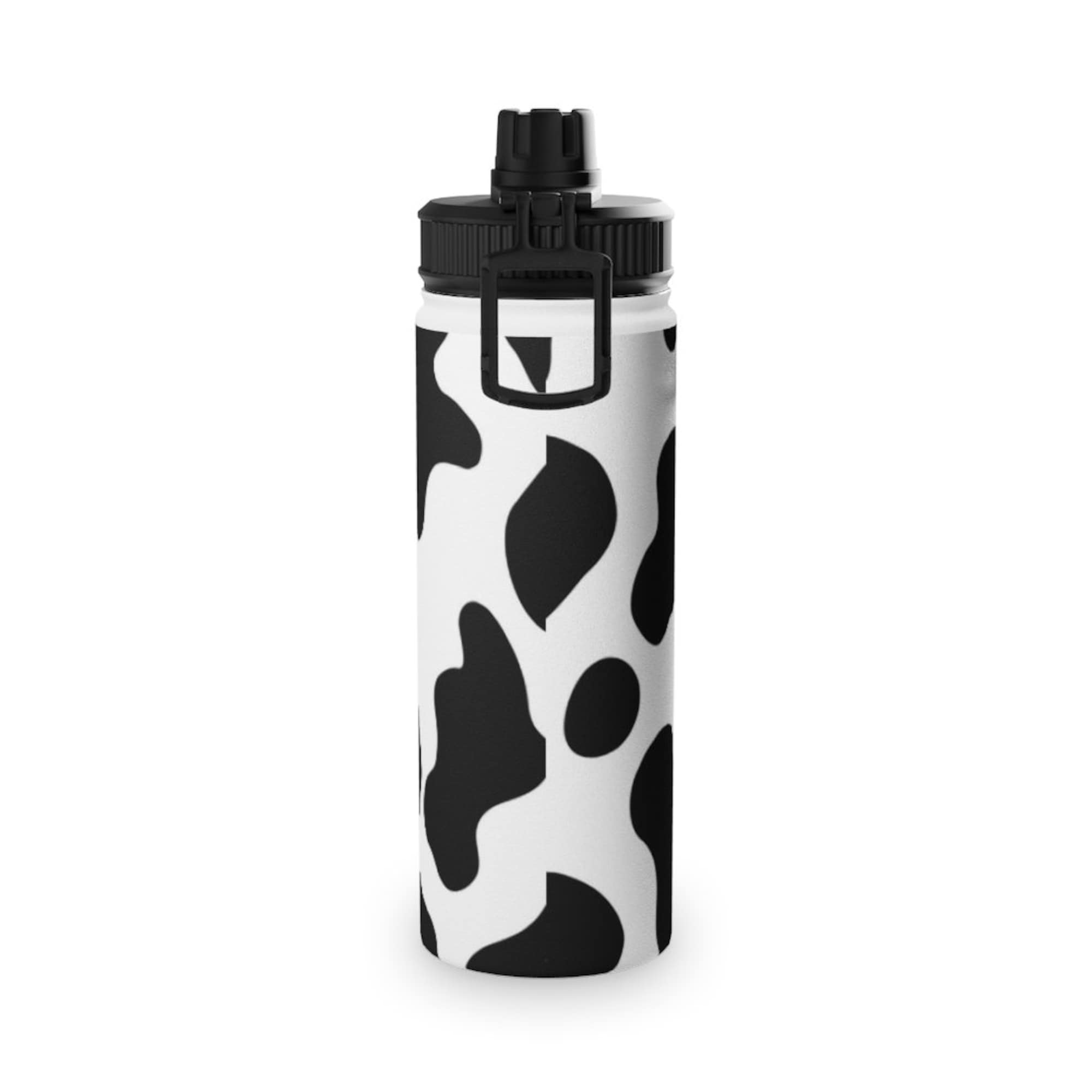 Cow Print Stainless Steel Water Bottle, Sports Lid