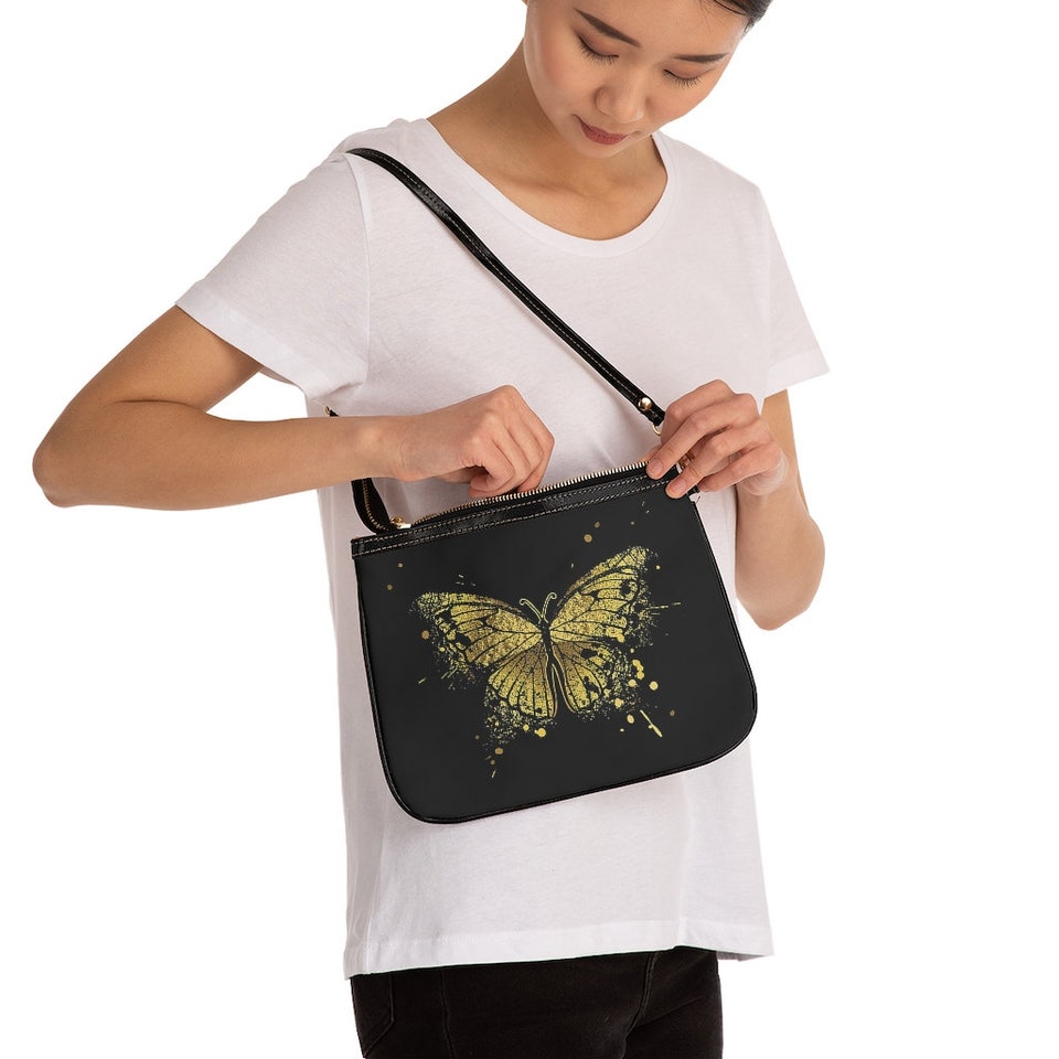 Discover Gold Butterfly Small Shoulder Bag, custom bag, purse, custom purse, handbag