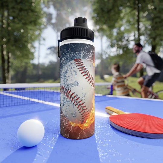 Disover Baseball Stainless Steel Water Bottle, Sports Lid