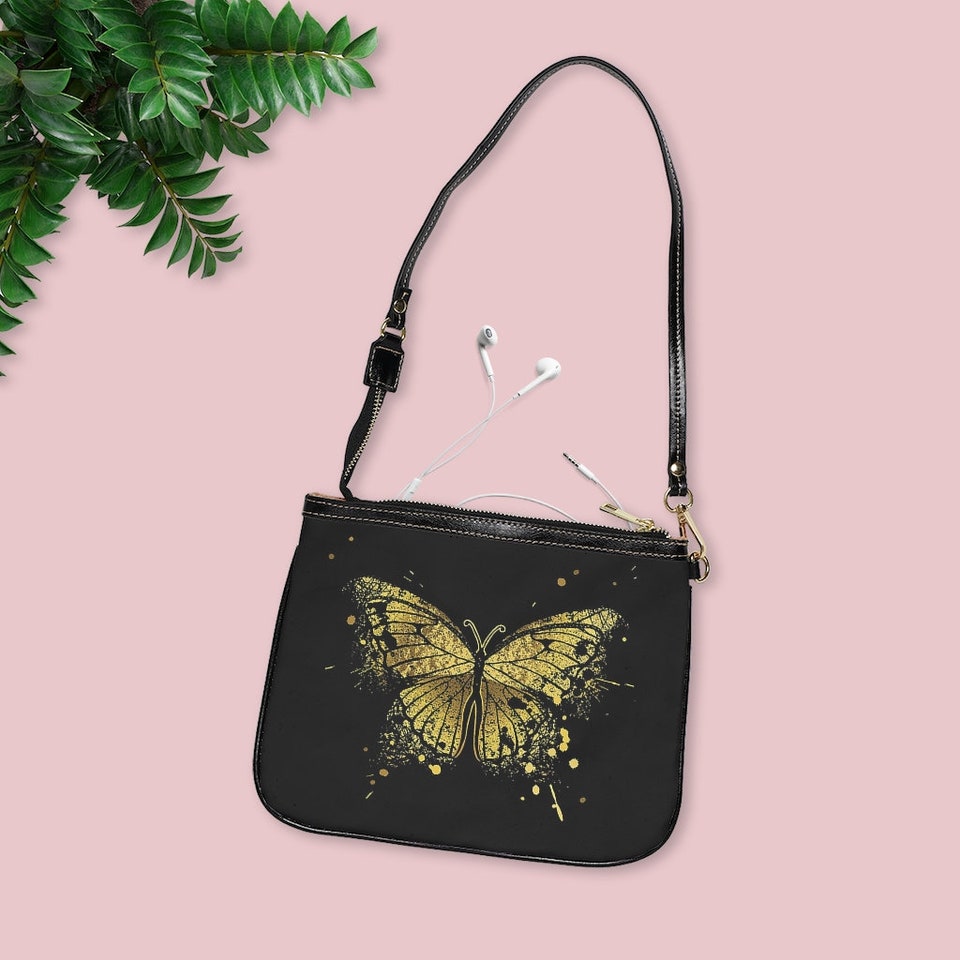 Discover Gold Butterfly Small Shoulder Bag, custom bag, purse, custom purse, handbag