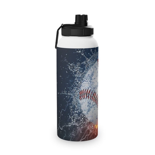 Disover Baseball Stainless Steel Water Bottle, Sports Lid