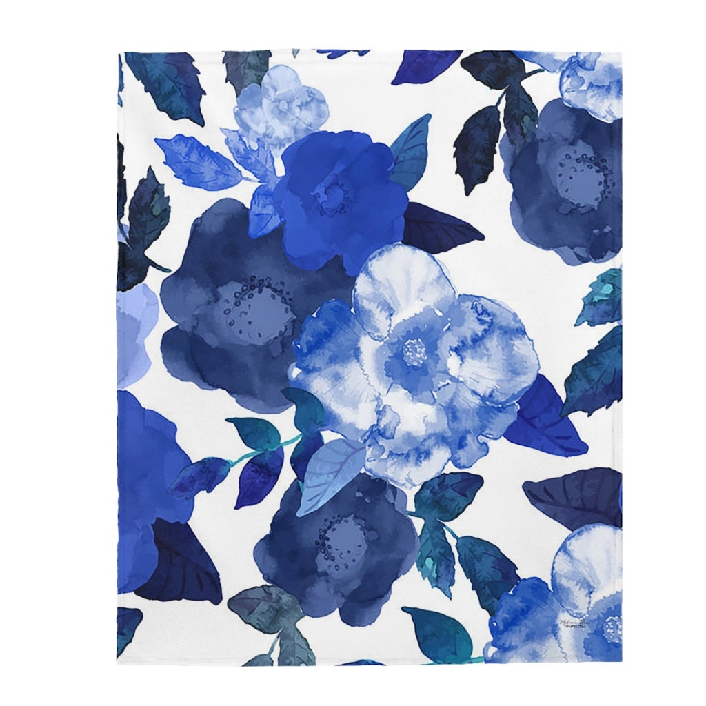 Flower blanket velvet plush blanket blue throw blanket Etsy