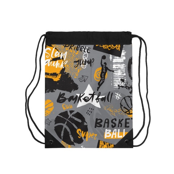 Basketball Drawstring Bag Printed Tote Bag Drawstring Etsy