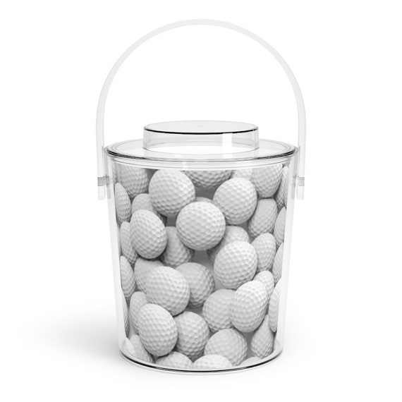 Golf Ball Print Ice Bucket With Tongs 