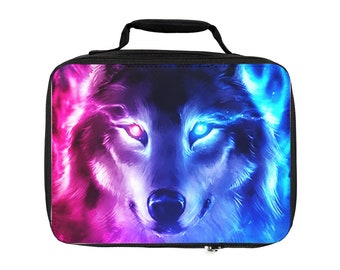 Naanle Animal Wolf Insulated Zipper Lunch Bag Cooler Tote Bag For Adult Teens Kids Girls Boys Men Women Wolf Lunch Boxes Lunchboxes Meal Prep Handbag For Outdoors School Office