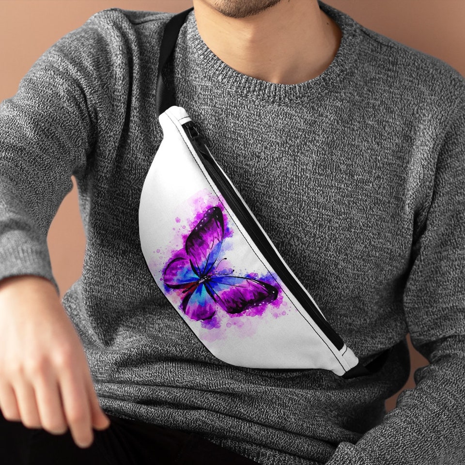 Discover Blue and Purple Butterfly Fanny Pack