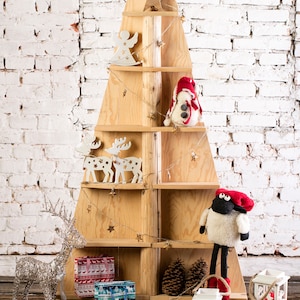 Christmas Tree Shelf Wooden Natural ,  for the shop window