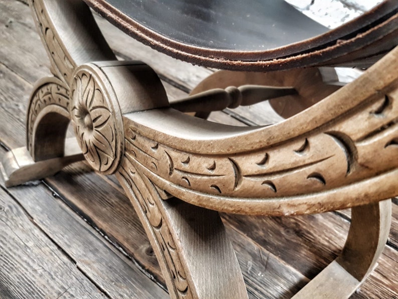 Unique old chair throne viking armchair carved Etsy