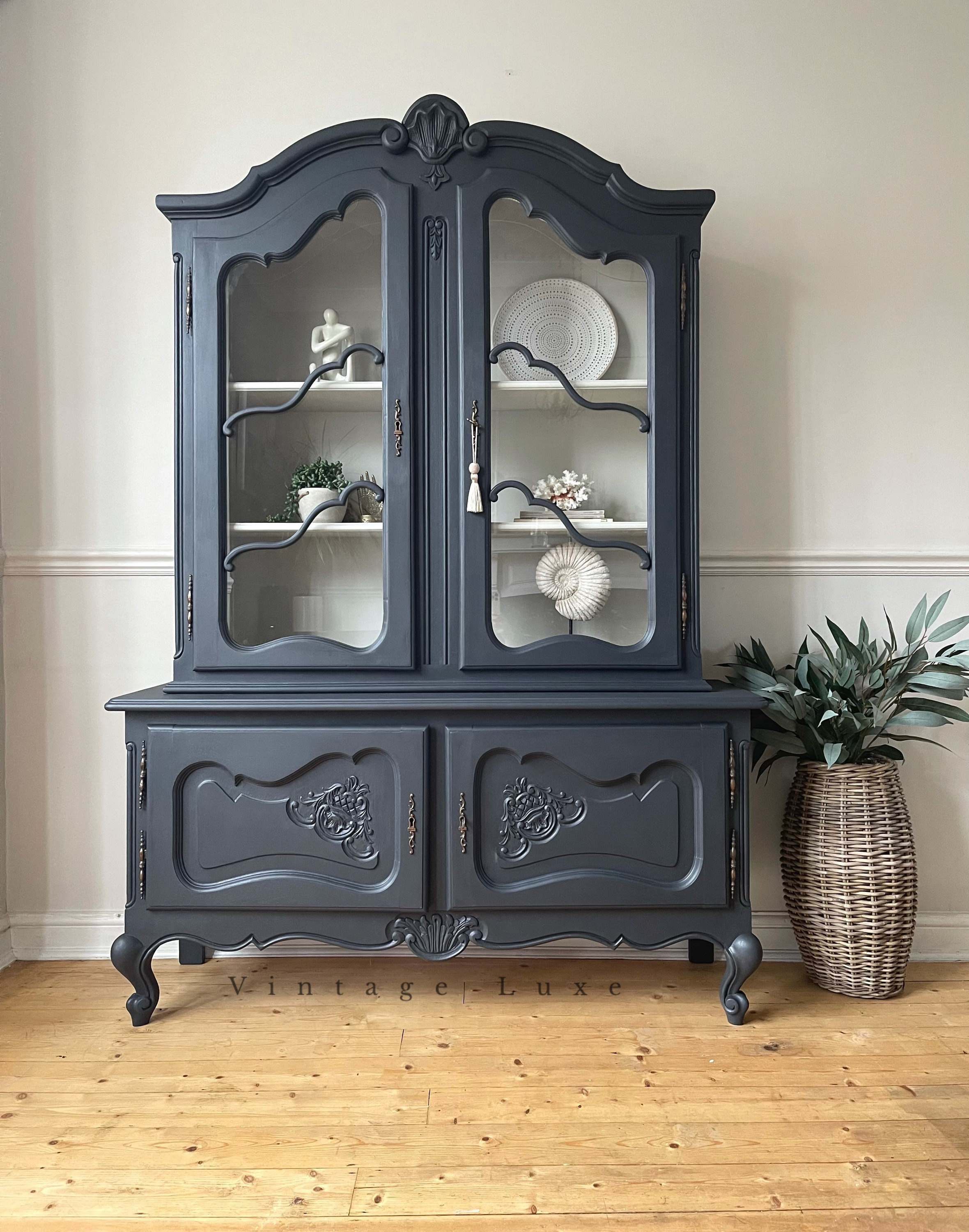 Dark gray cheap china cabinet