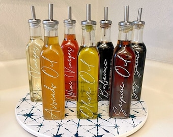 Oil and Vinegar Glass Bottles with Metal Pour Spouts
