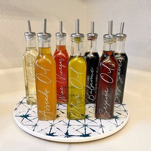 Oil and Vinegar Glass Bottles with Metal Pour Spouts