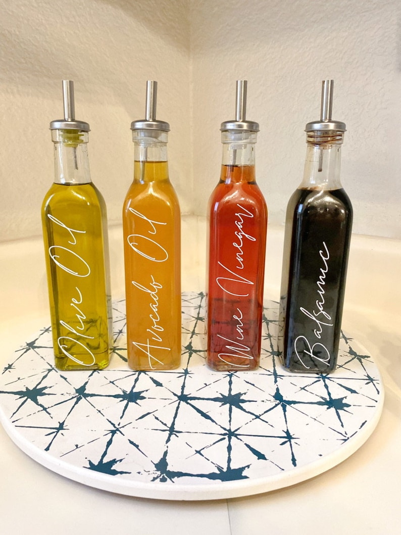 Oil and Vinegar Glass Bottles With Metal Pour Spouts Etsy