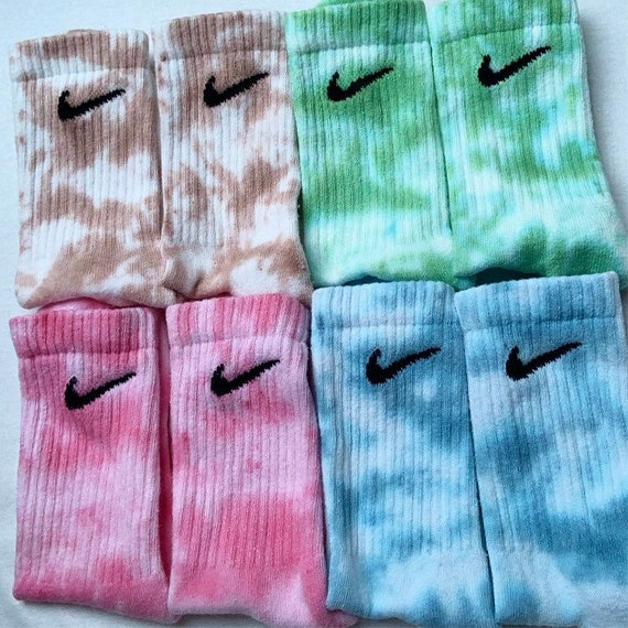 One Color Pastel Tie Dye/batik Swoosh Nike Socks Gift for Her | Etsy Canada