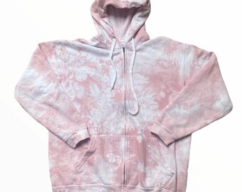 Veste de survêtement Tie Dye en rose doux fait à la main| Veste de survêtement batik| Loungewear| vêtements faits maison| Veste de survêtement| Cadeau pour vous| Cadeau