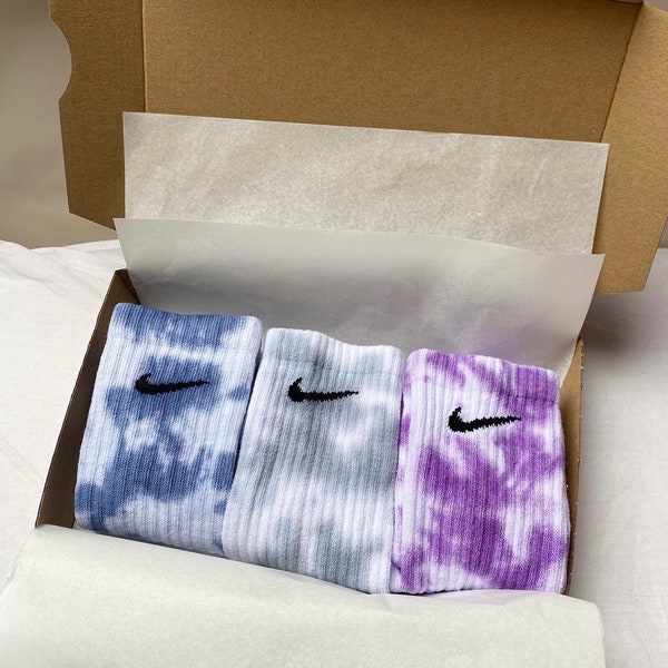 Tie dye/batik Nike socks|stockings|men's socks|women's socks|handmade| hand dyed socks|sports socks| |Tennis socks| gift idea|gift